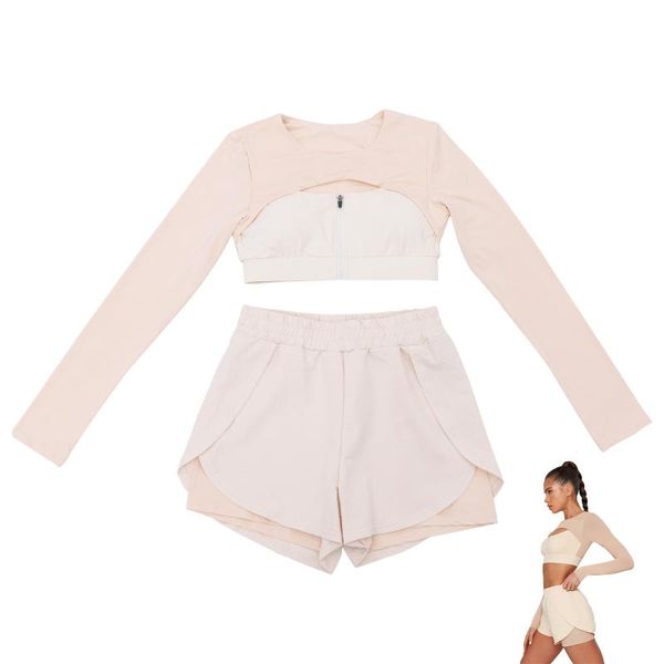 

yoga outfit women durable workout clothing gym set fitness sportswear crop sports brawith smooth zipper for sport outdoor