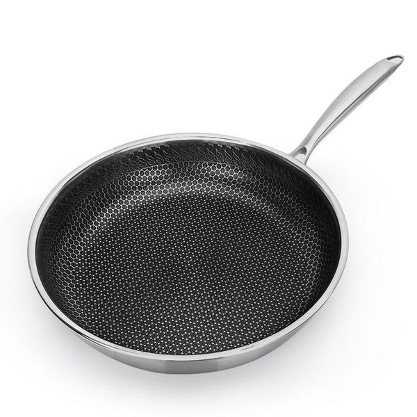 

pans stainless steel skillet - nonstick fry pan induction compatible multipurpose cookware use for home kitchen or restaurant