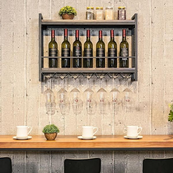 

tablewine racks rack wall hanging shelf display iron wood holder goblet