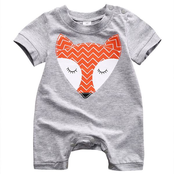 

infant toddler baby boy girl fox romper jumpsuit outfit clothes, White
