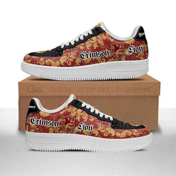 

diy anime shoes black clover magic knights squad crimson lion sneakers casual running sport walking lightweight tennis, Black;white