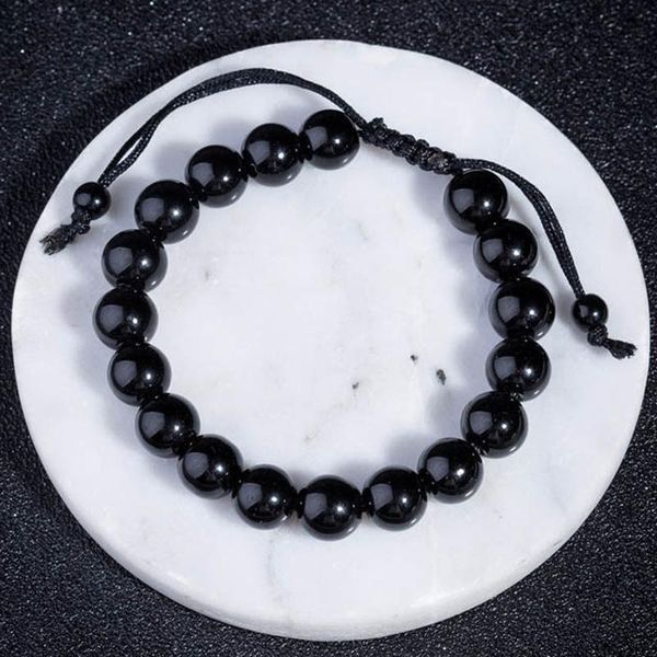 

beaded, strands 10mm obsidian beaded bracelet hematite stone anti fatigue slimming weight loss diameter fitness bracelets for women men, Black