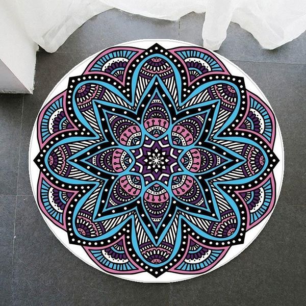 

carpets 3 sizes bohemian style mandala pattern round carpet non-slip bath mat soft thicken flannel area rug for living room decor rc51