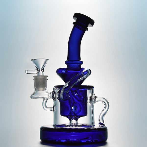 9 polegadas de vidro bong chuveiro perc hookahs 14mm articulação feminina Klein Tornado recycler petróleo pântano equipamento pesado com tigela