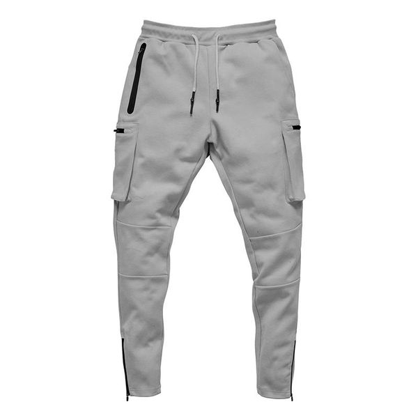 

men's pants jogging pocket design sweatpants cotton camouflage fitness multi-pocket fashion training suit, Black