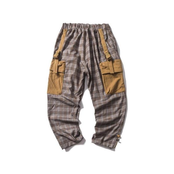 

men's pants autumn fashion plaid s casual loose streetwear tactical cotton england retro style gentleman trousers pantalon, Black