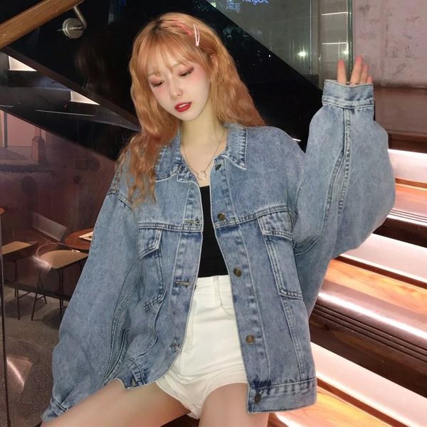 

retro jacket womens denim coat korean style coats spring fall 2021 jackets for female hong kong solid casual clothing women's, Black;brown