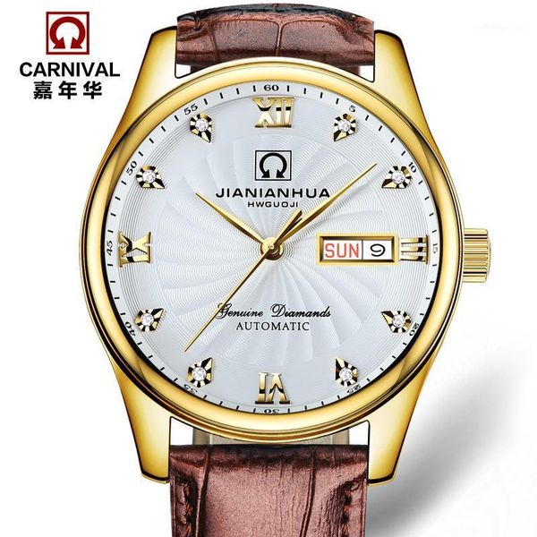 

luxury waterproof watch men sapphire glass military leather strap date week automatic machine relogio masculino wristwatches, Slivery;brown