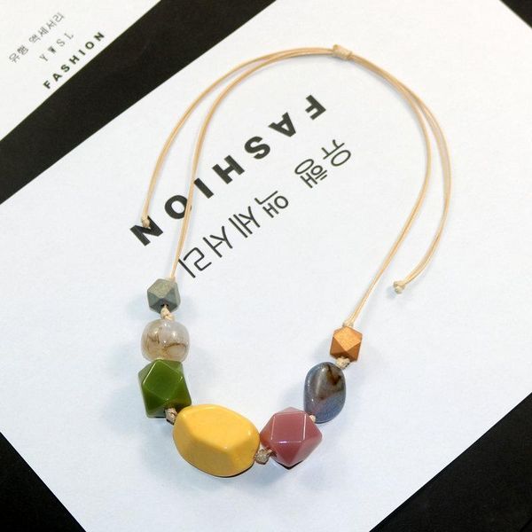 

pendant necklaces long rope chain resin wood necklace for women jewelry vintage dainty collar cute boho gothic jewellery, Silver