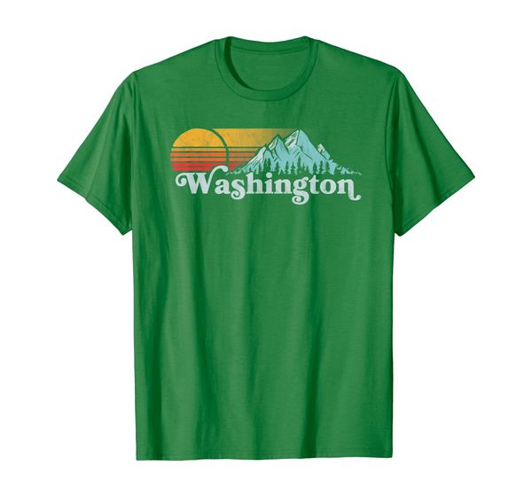 

vintage washington state retro distressed mountains graphic t-shirt, White;black