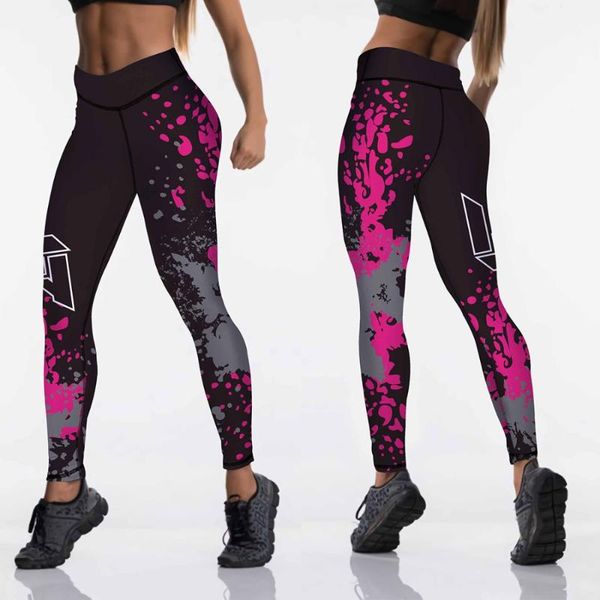 

yoga outfit women pants stretch print sportswear gym workout fitness clothing girl sport leggings calf-length running legging plus size