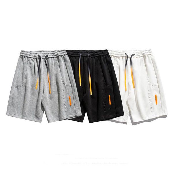 

men's shorts summer casual men retro letters sweatpants street loose wide-leg pants drawstring high elasticity male clothing, White;black