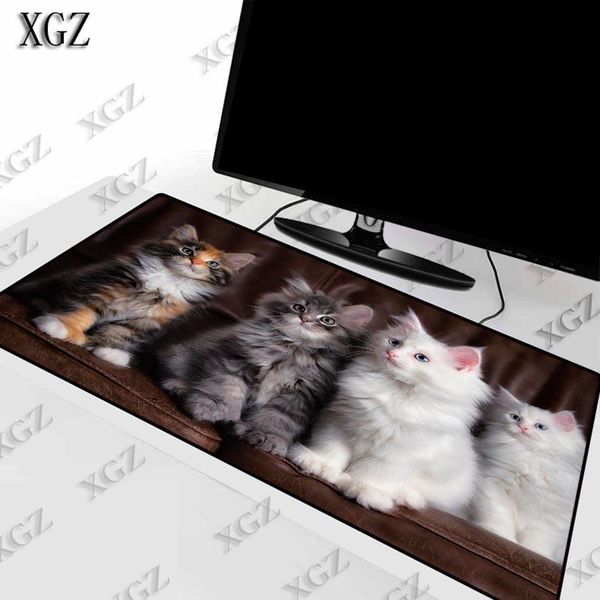 

mouse pads & wrist rests xgz cute white grey cat animal large size gaming pad pc computer gamer mousepad desk mat locking edge anime