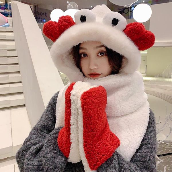 

hats, scarves & gloves sets winter women's color matching scarf hat three in one plush thickened lovely outdoor plush, cycling, sports, Blue;gray