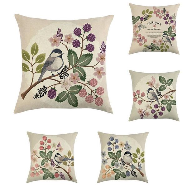 

cushion/decorative pillow 45cm*45cm birds on branches and leaves linen/cotton throw covers couch cushion cover home decorative