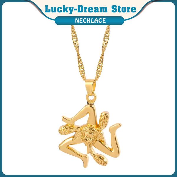 

pendant necklaces italy sicily map italian sicilia charm women collar gold color necklace fashion jewelry chic accessories, Silver