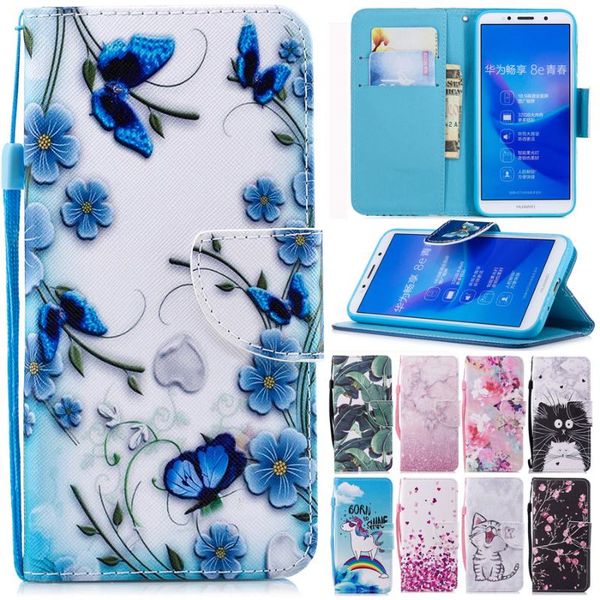 

honor 7a leather case on for huawei cover sfor coque dua-l22 5.45" covers wallet flip stand phone cases cell
