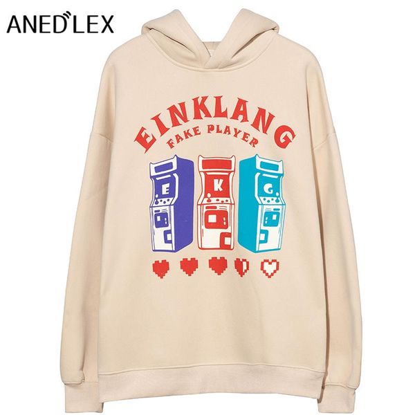 

men's hoodies & sweatshirts men hip hop streetwear hoodie sweatshirt game machine heart letter print pullover winter harajuku cotton ov, Black