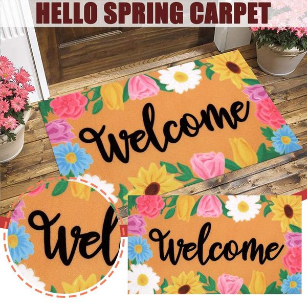 

welcoming spring decoration door mat hello vintage carpet anti-slip bottom doormats garden decorations outdoor 45 x 75 cm carpets
