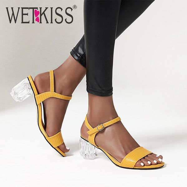 

transparent heels sandals women thick high shoes woman ankle strap summer ladies clear big size, Black