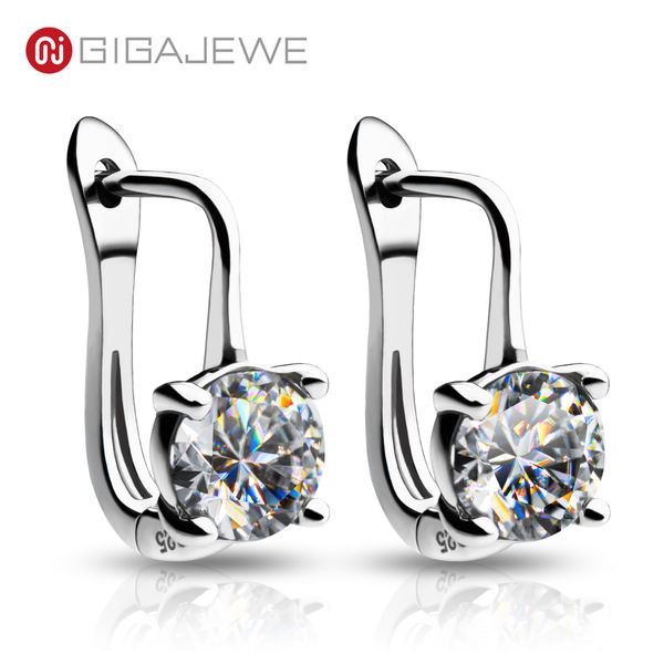 Gigajewe Moissanite EF Renk VVS1 Dangle Toplam 1.6ct 925 Gümüş Küpe 18 K Altın Kaplama Elmas Testi Geçti Takı GMSE-010