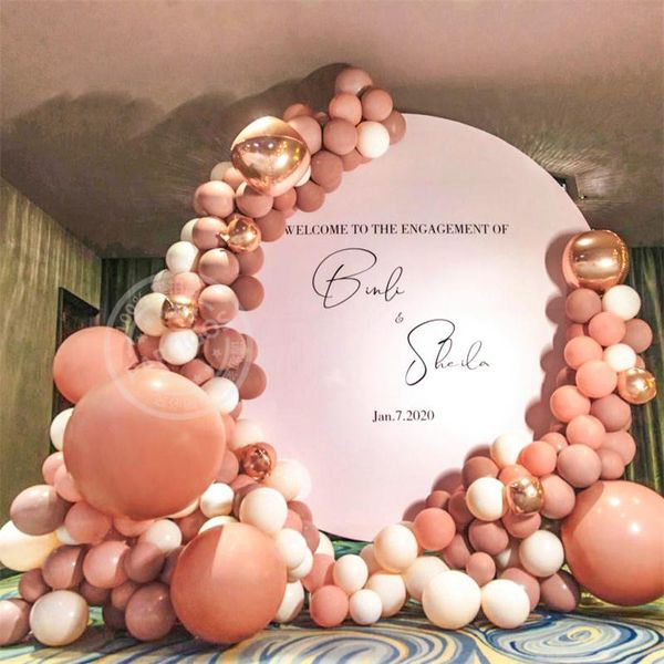 

party decoration 162pcs retro bean paste rose gold balloons garland arch kit white balloon for wedding birthday baby shower