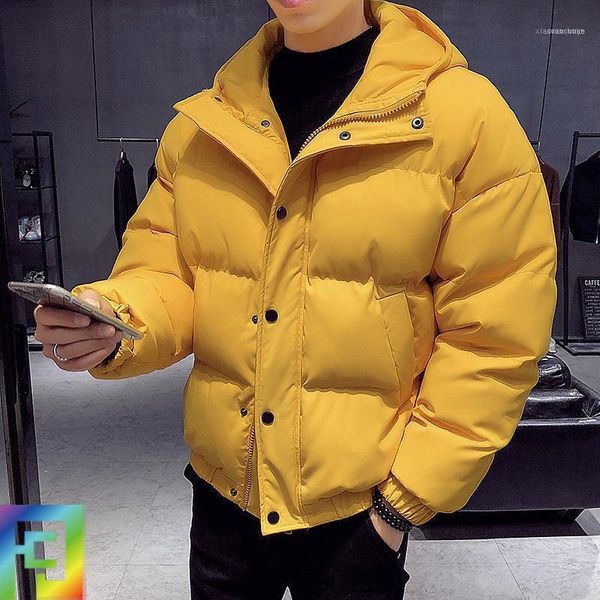 Homens para baixo parkas acolchoado estudante marca marca de algodão curto jaqueta coreano inverno espessado pão solto casaco1