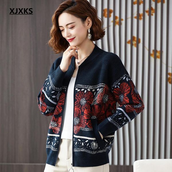 

women's jackets xjxks 2021 autumn loose plus size women sweater jacket comfortable cashmere knitted cardigan, Black;brown