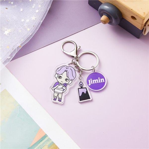 

cartoon keychain 2021 korean version of ins star image bag pendant neutral bulletproof youth group fans gift wholesale bts-5-56 a0812, Silver