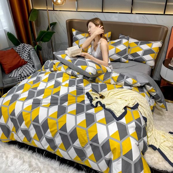 

bedding sets light luxury style pure cotton small fresh set all quilt cover sheet home textile four piece