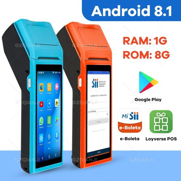 

printers android 8.1 pda terminal machine 5.5 inch touch screen built-in 58mm bluetooth thermal receipt printer support wifi gps