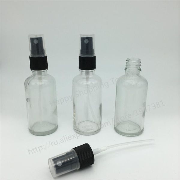 

10pcs 30ml clear glass bottle with lotion sprayer, essential oil spray bottle, factory wholesale storage bottles & jars
