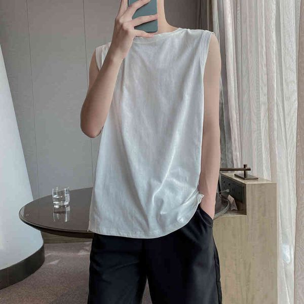 

tanks men' sleeveless vests fashion breathable round collar mesh tank summer loose simple fine sportwear undershirt mnnu, White;black