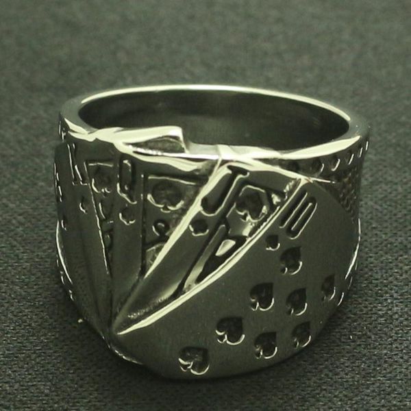 

cluster rings size 7 to 15 mens boys 316l stainlesss steel cool lucky poker est ring, Golden;silver
