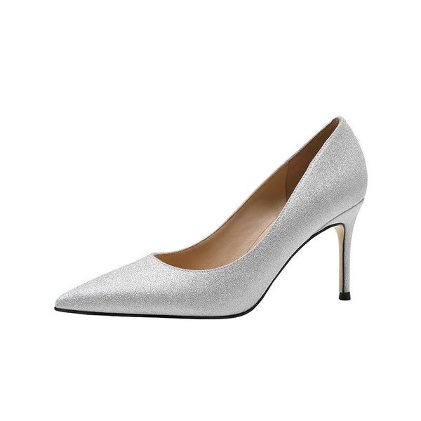 

dress shoes 2021 fashion sequined pointed toe thin high heels with for wedding women, Black