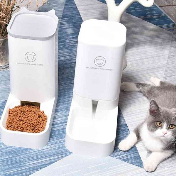 2 peças / ajuste tigelas de alimentação de gato para cão alimentadores automático de cão dispensador de água frasco para gato tigela alimentando e bebendo y200922