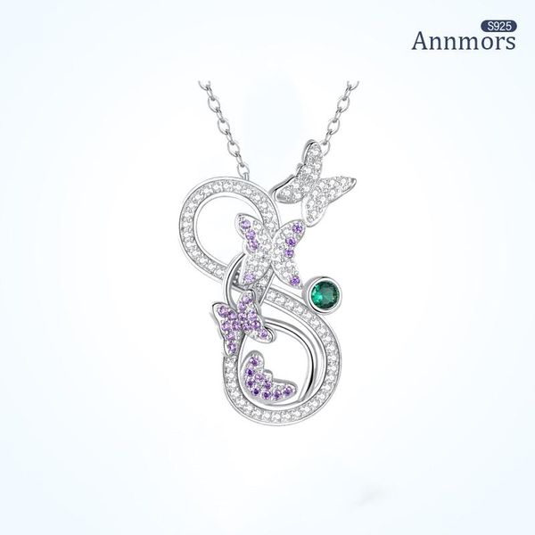 

chains purple butterfly vineman color crystal pendant 925 sterling silver chain luxury necklace for women girlfriend lady gift jewelry