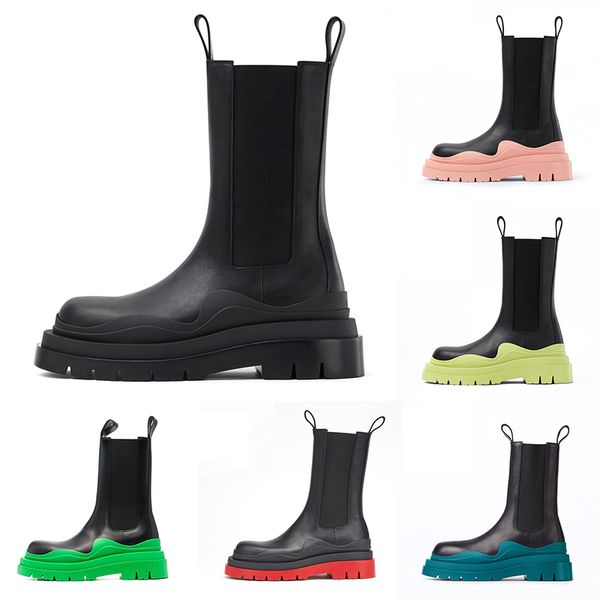 

luxurious chelsea chunky boots woman designer sneakers all black pink green grey purple women contrast-sole trainers martin booties