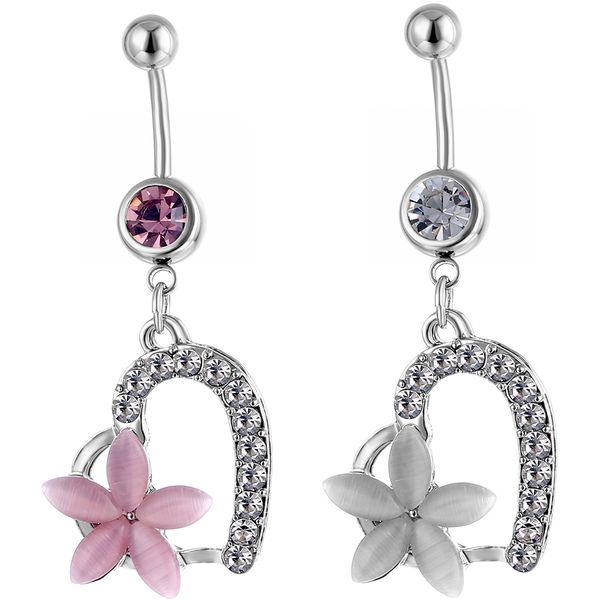 

d0888 heart style belly navel button ring mix colors, Silver