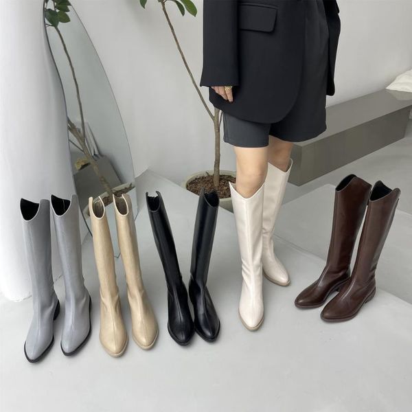 

boots women over knee female shoes zipper boots-women over-the-knee med ladies 2021 cowboy rubber pointy hoof heels western rome, Black