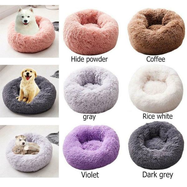 

dog long plush dounts beds calming bed hondenmand pet kennel super soft fluffy comfortable for large / cat house kennels & pens