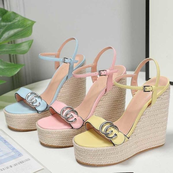 

sandals fashion womens wedge platform sandal thick cork sole summer leather strap high heel peep toe ekdc, Black