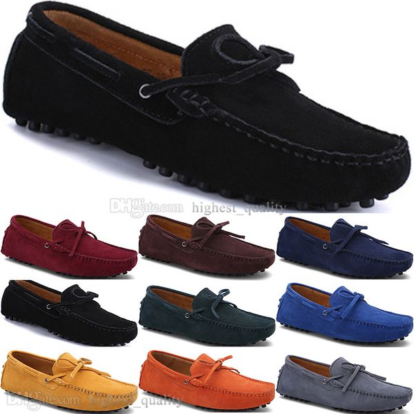 

072 new fashion mens casual shoes leather british style spring couple genuine peas scrub men drive lazy man overshoes outdoor comfortable br, Black