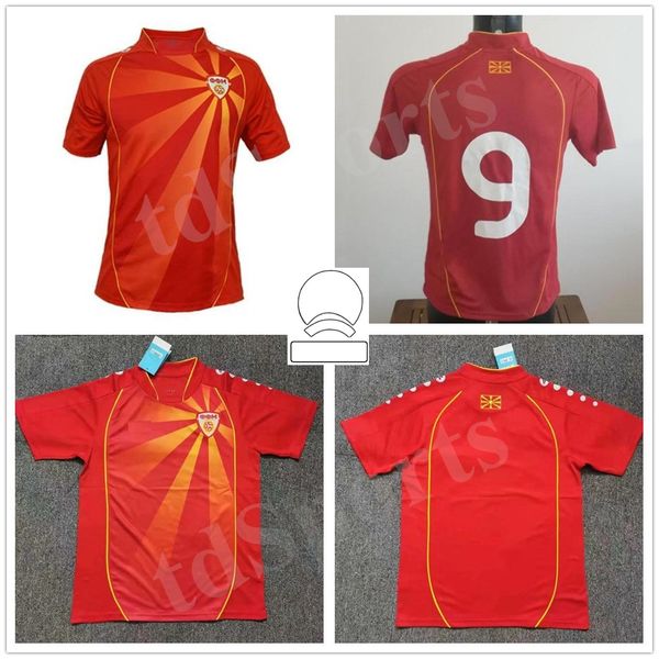 

north macedonia soccer jersey pandev 2021 2022 national team red home and away jahovic alioski ibraimi men kit football shirt, Black;yellow