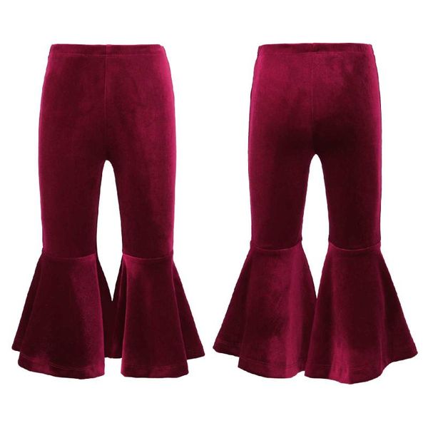 

trousers 1-8years toddler kids baby girls solid color bell-bottomed pants velvet casual flared clothes flare, Blue