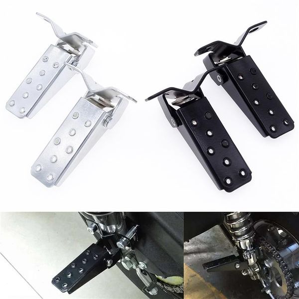 

pedals 1 pair durable aluminum alloy motorcycle rear foot universal black & silver foldable clamp-on footrests motorbike