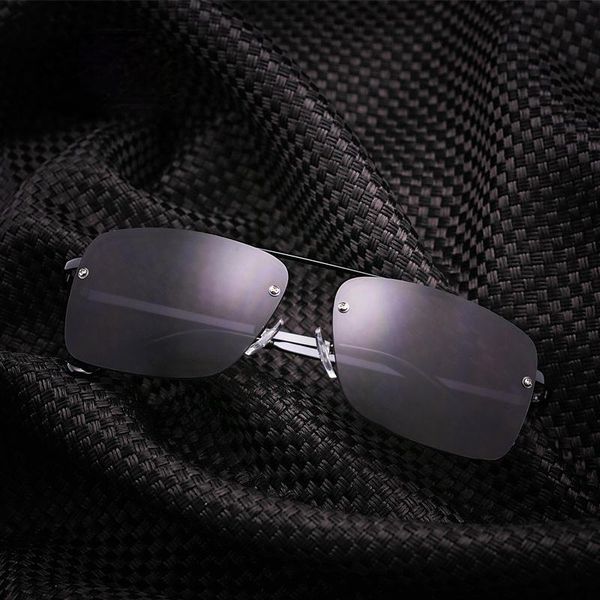 

sunglasses minimalist style box men's metal frameless driving men factory direct wholesale, White;black