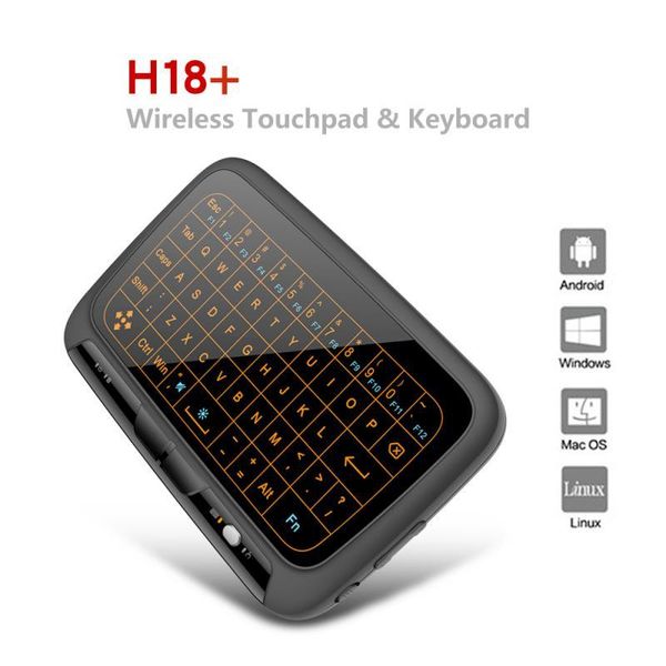

keyboards 2021 h18+ mini wireless keyboard backlight touchpad air mouse ir leaning remote control for andorid box smart tv windows laptop