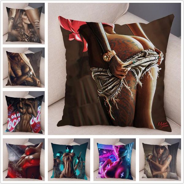 

cushion/decorative pillow super tattoo girl dark goth peach skin case plush decor cushion cover for sofa car home pliiows covers