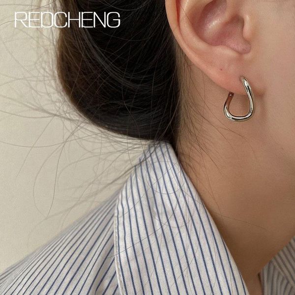 

hoop & huggie redcheng 925 sterling silver mobius earrings for women creative classic temperament fashion party prevent allergy jewelry gift, Golden;silver